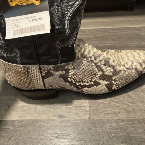 J.B. Dillon Reserve High Noon Natural Python Cowboy Boots Black Men\'s 11 EE NWT main image 13